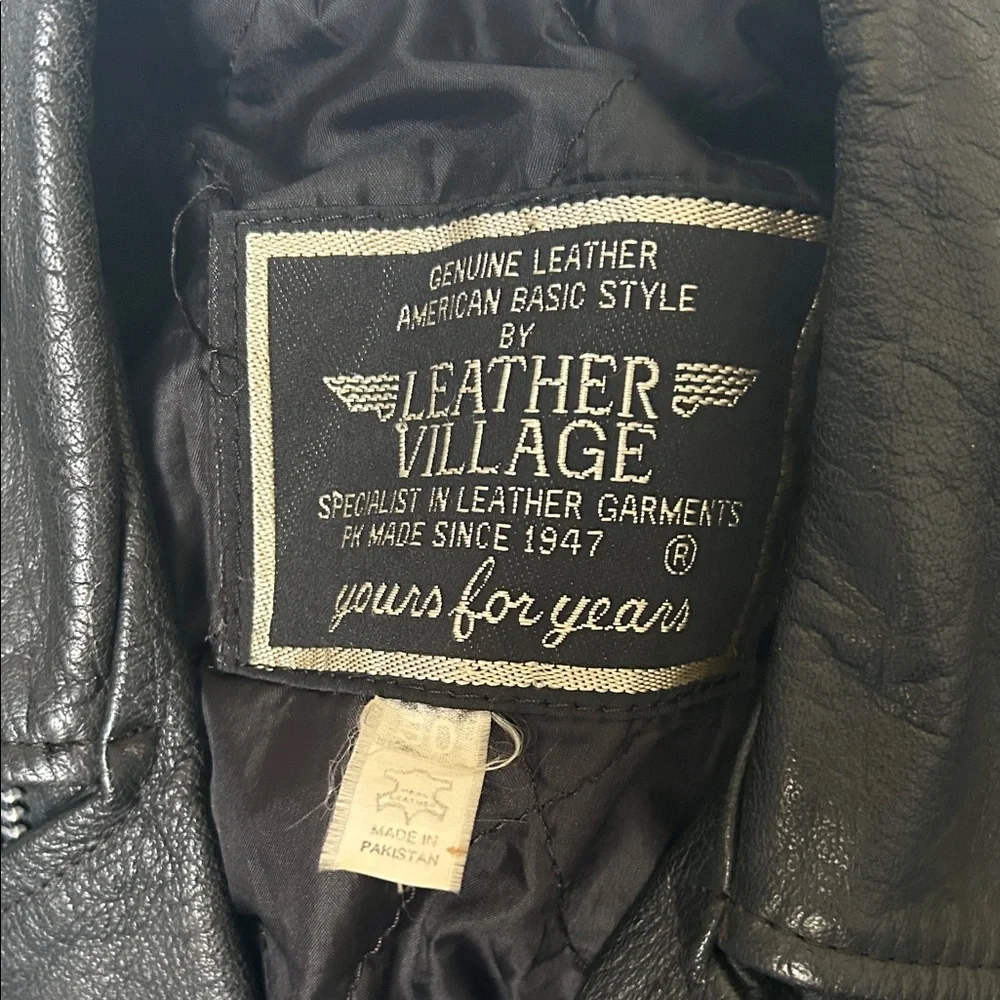 Leather Vintage Black Biker Jacket - Picture 2 of 3